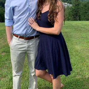 Gap sweetheart neckline, smocked navy dress